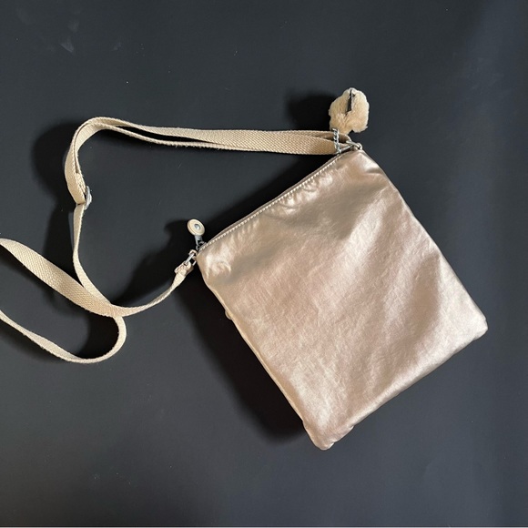 Kipling Metallic Triple Zip Crossbody Bag Champagne Gold - Picture 3 of 8